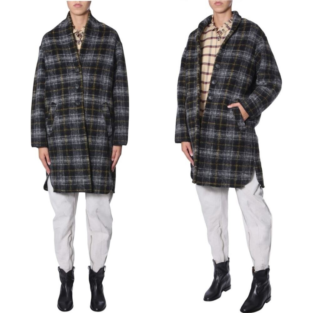 ISABEL MARANT ETOILE Gabriel Mohair Wool Oversized Plaid Jacket Size XS